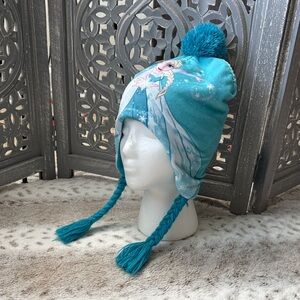 Disney Frozen beanie hat girls OS Elsa pom pom braids Disneyland girlhoodcore